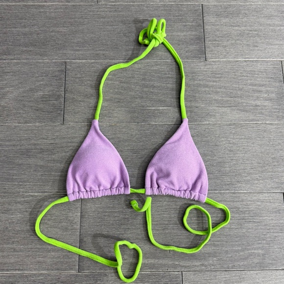 NWOT Beach Bunny Peyton Triangle Bikini Top by Summer Haus In Lavender & Green S - Picture 5 of 11
